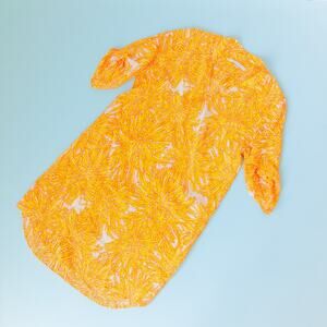 Amanda Uprichard 100% Silk Yellow Floral Popover Shift Dress Size Medium